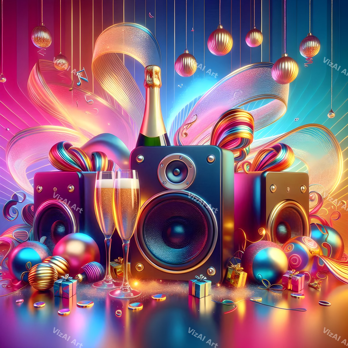 New Year Party Sound Music Art — print 3