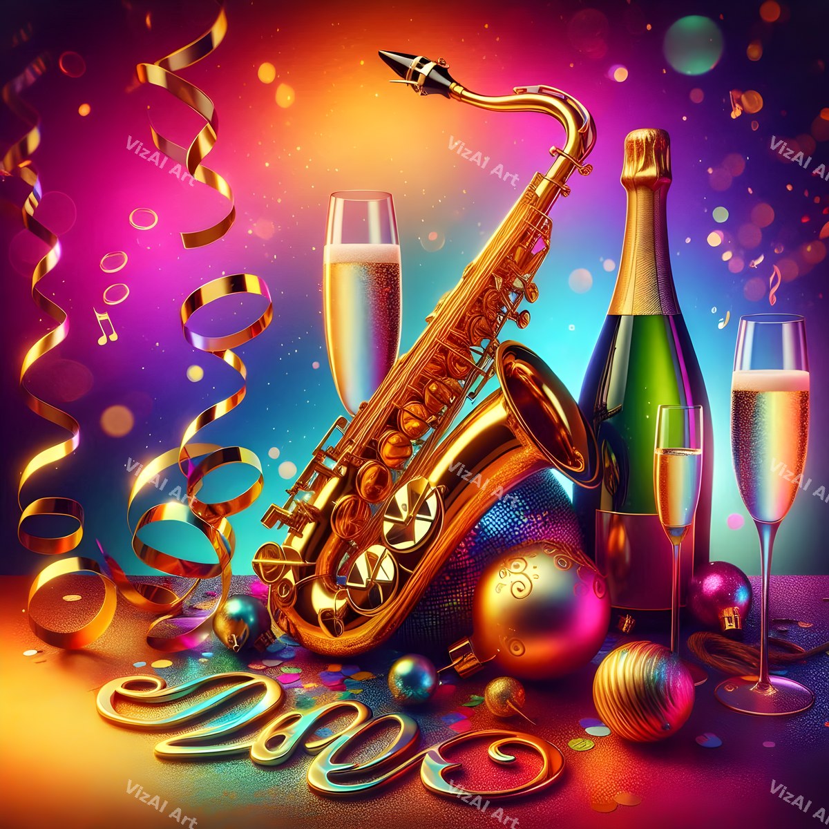 New Year Brass & Rhythm Music Art — print 1