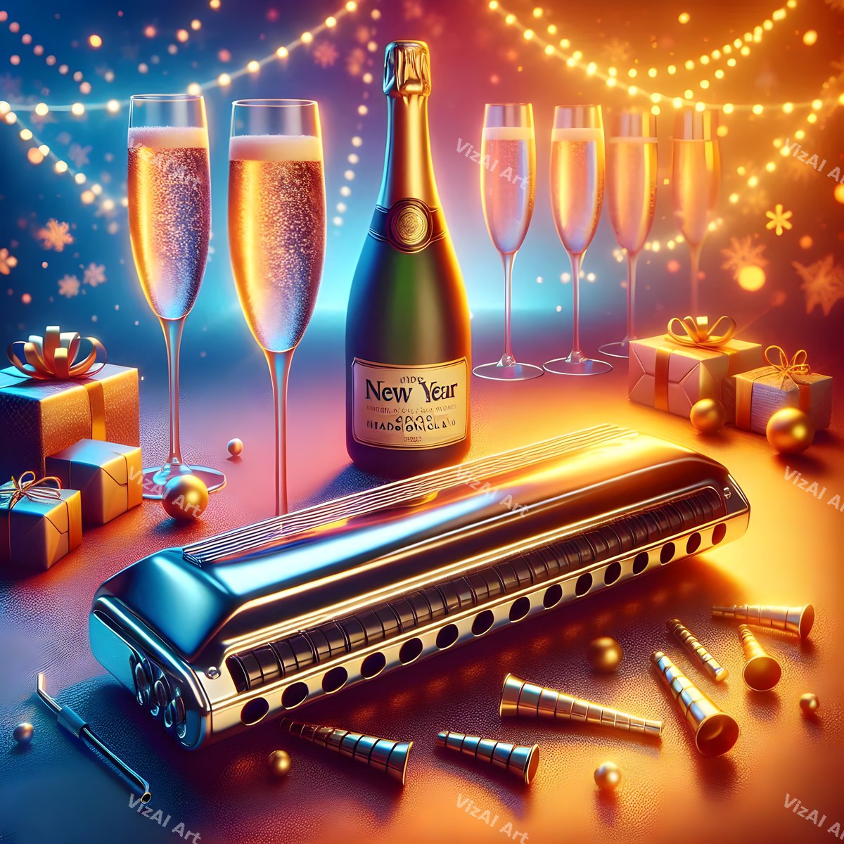 New Year Brass & Rhythm Music Art — print 5