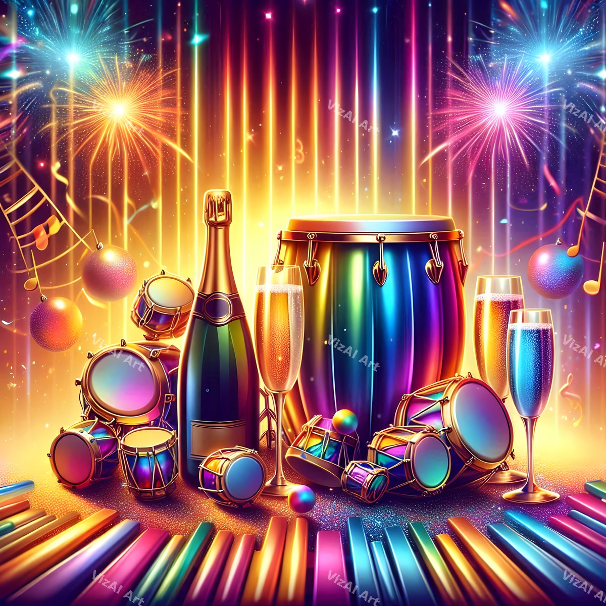 New Year Brass & Rhythm Music Art — print 10