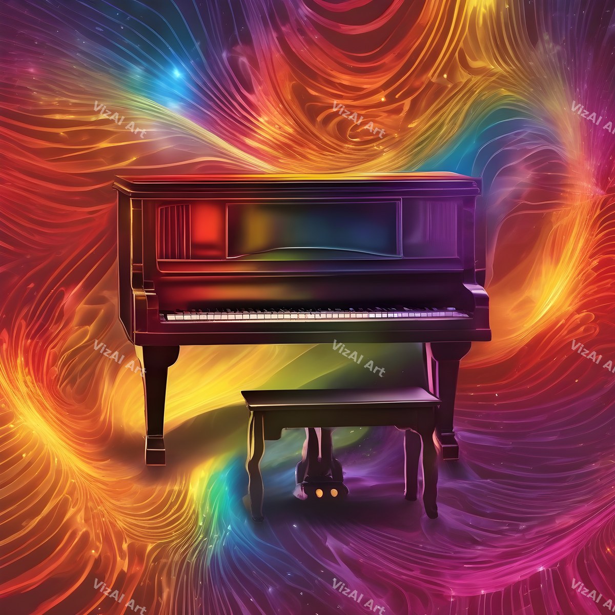 Piano in Colour Music Art — print 1