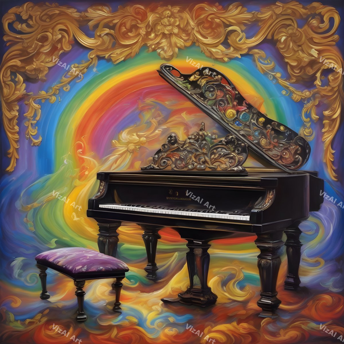 Piano in Colour Music Art — print 2