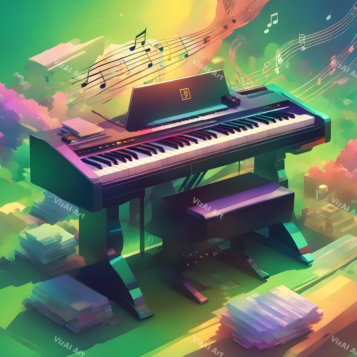Piano in Colour Music Art — print 9