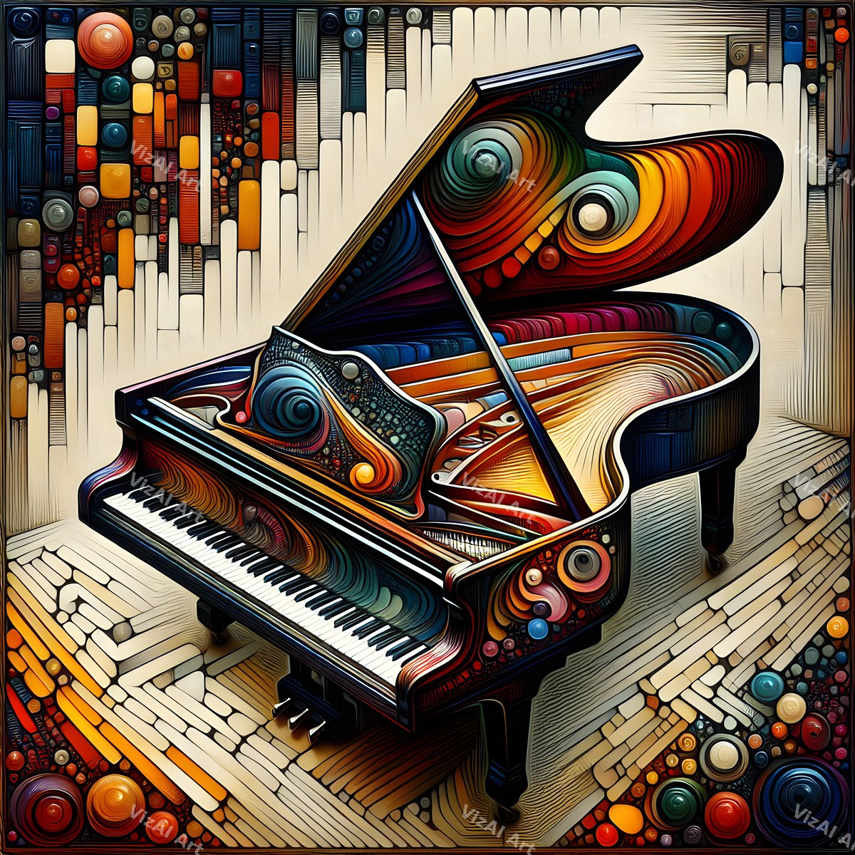 Piano in Colour Music Art — print 12