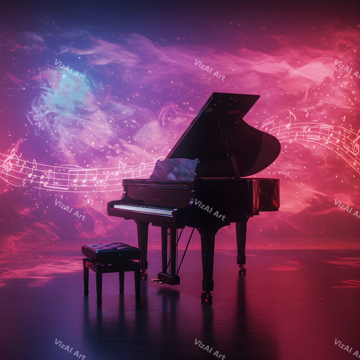 Piano & Music Notes Art — print 1