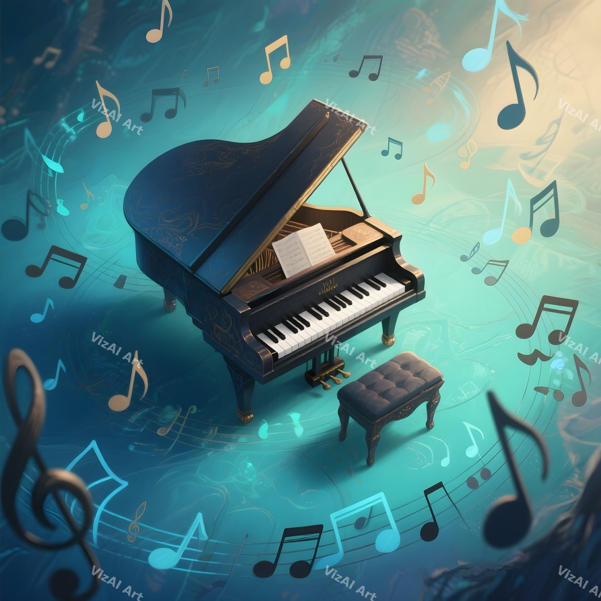 Piano & Music Notes Art — print 3