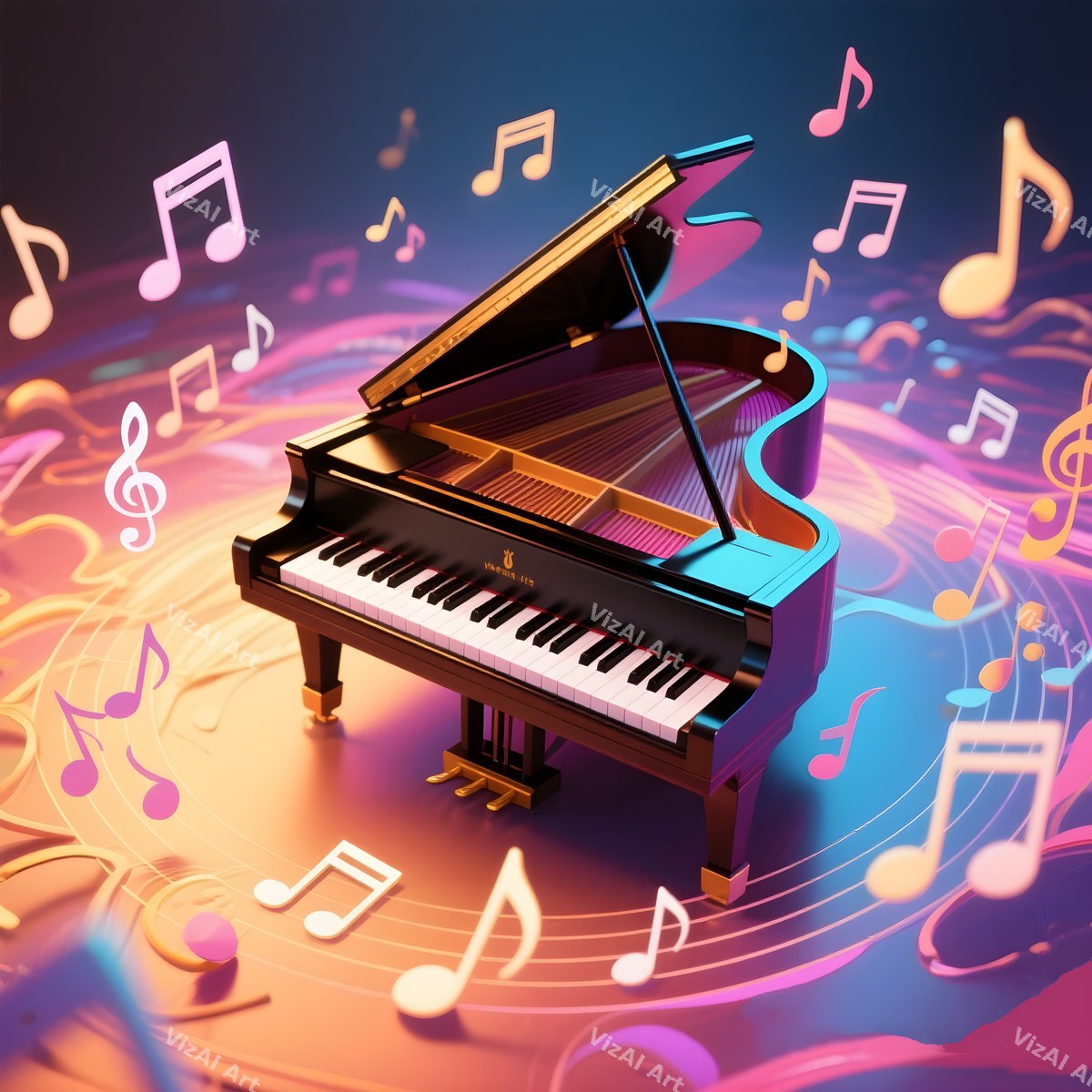 Piano & Music Notes Art — print 4
