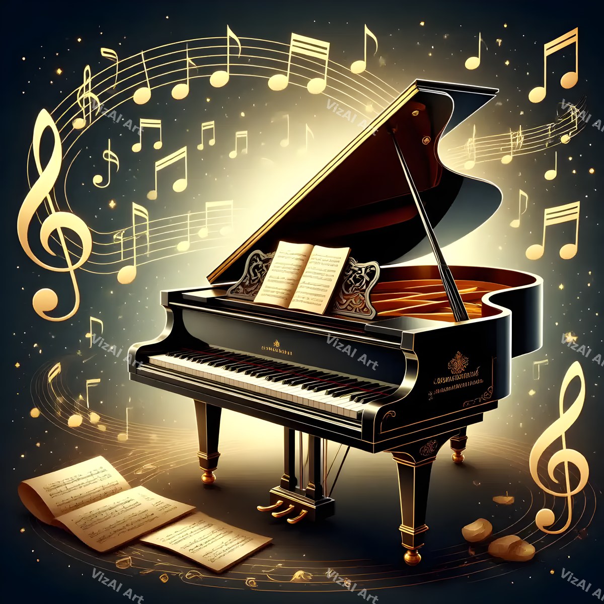 Piano & Music Notes Art — print 5