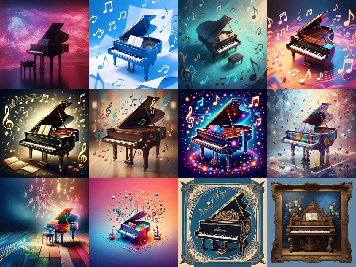 Piano & Music Notes Art — 12 Printable Prints