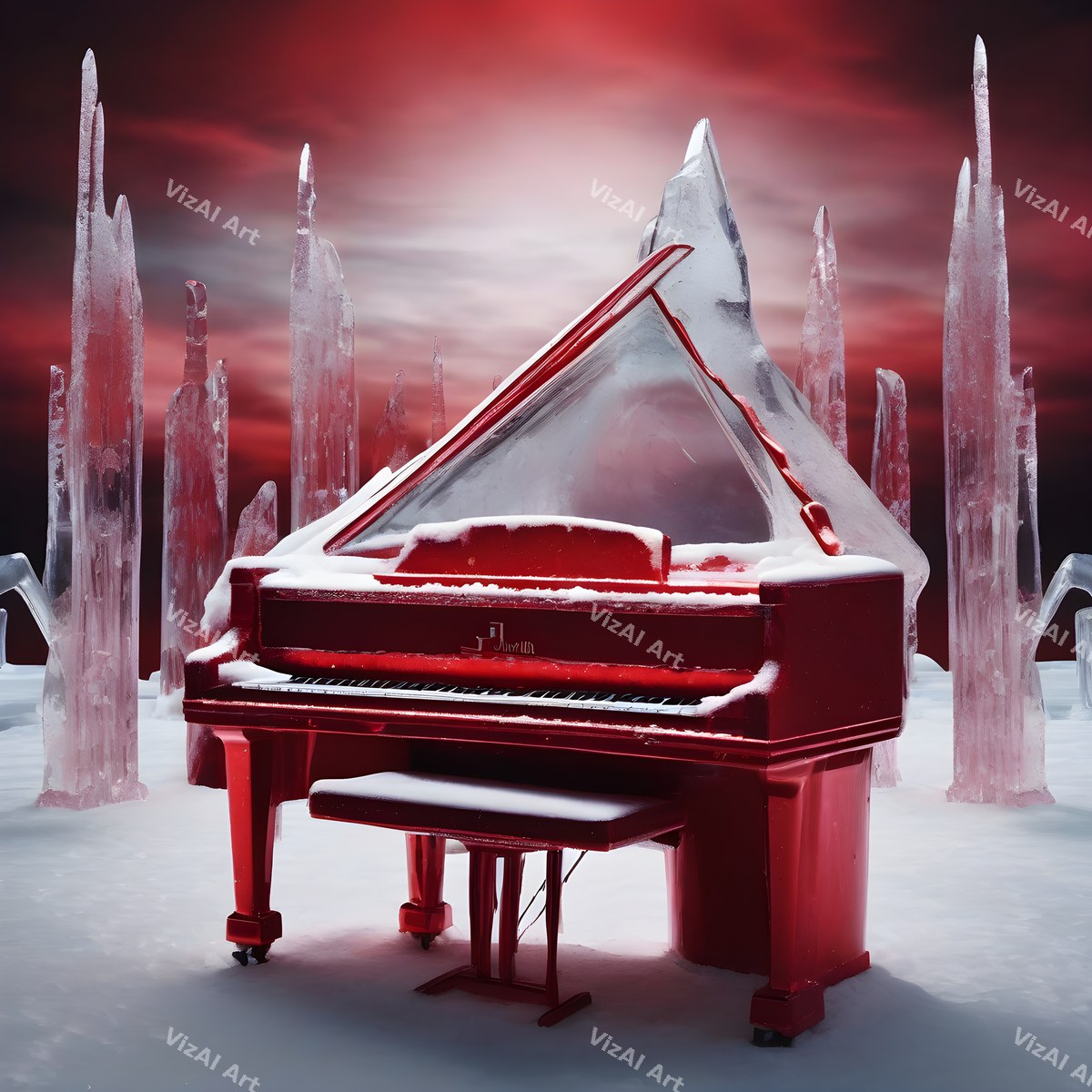 Piano on Stage Music Art — print 2