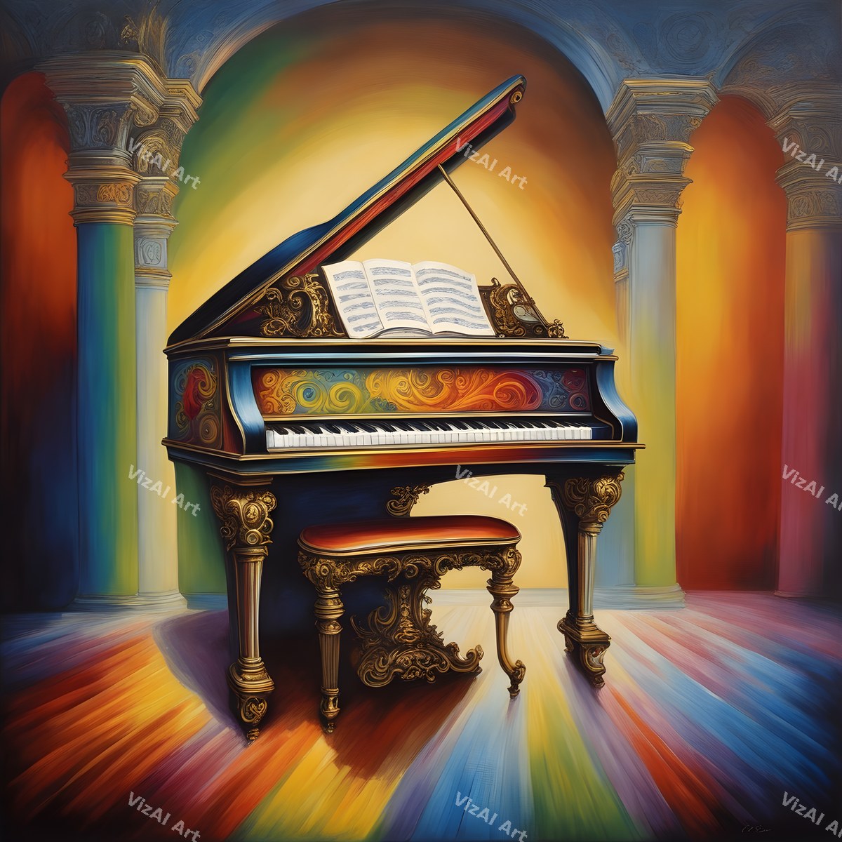Piano on Stage Music Art — print 4