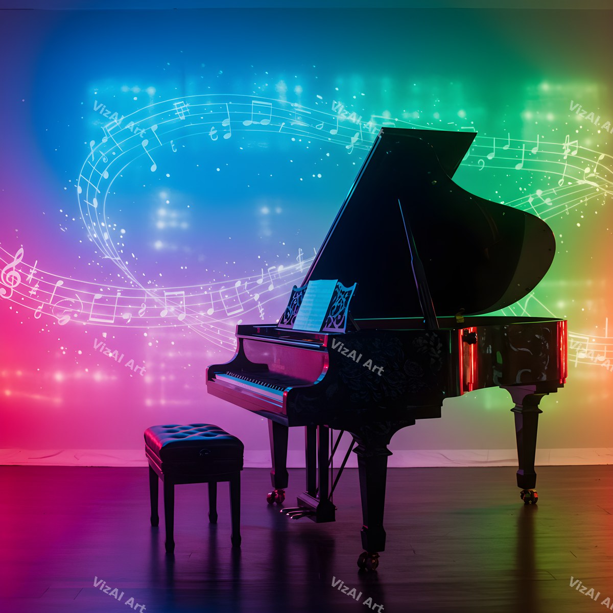 Piano on Stage Music Art — print 12