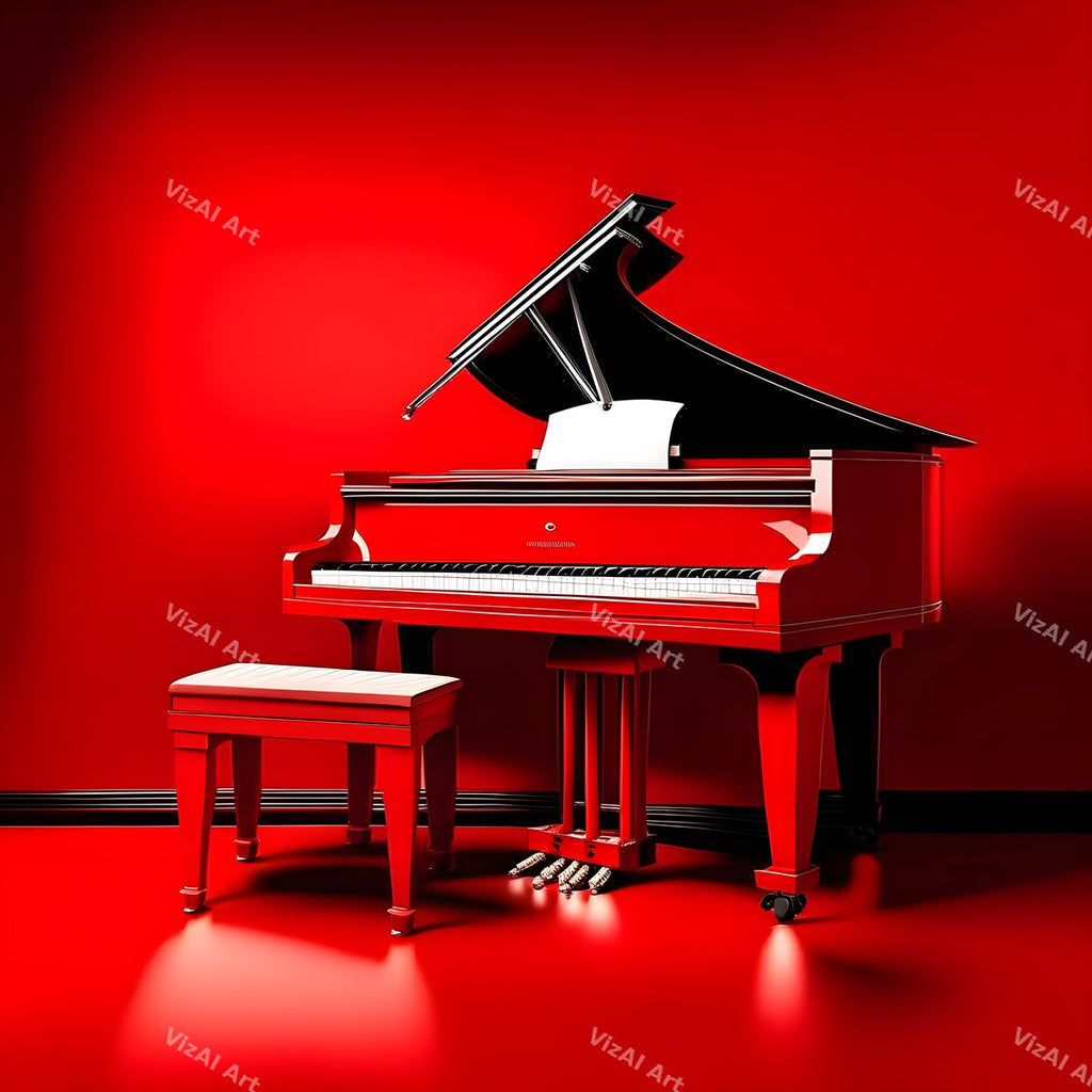 Crimson Red Piano Art — print 1