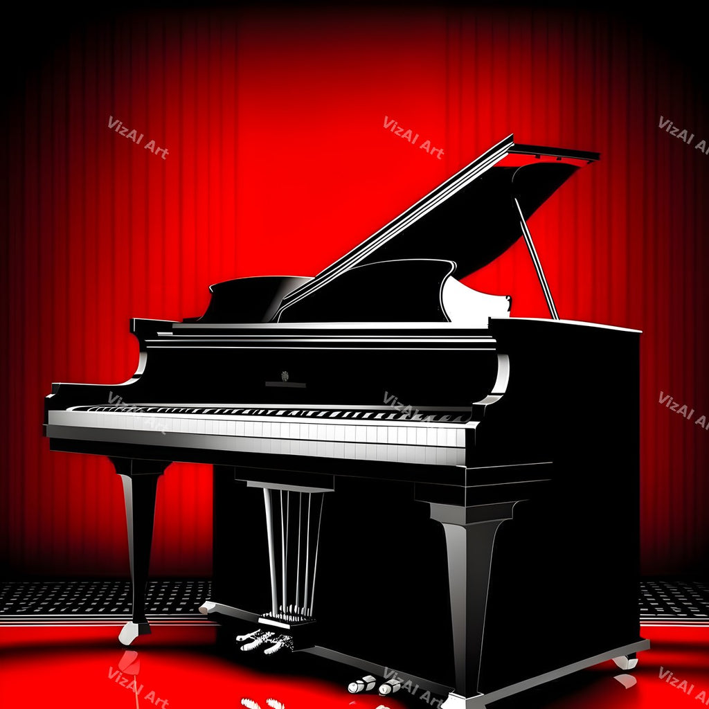 Crimson Red Piano Art — print 2