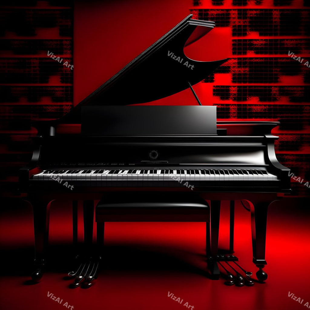 Crimson Red Piano Art — print 3