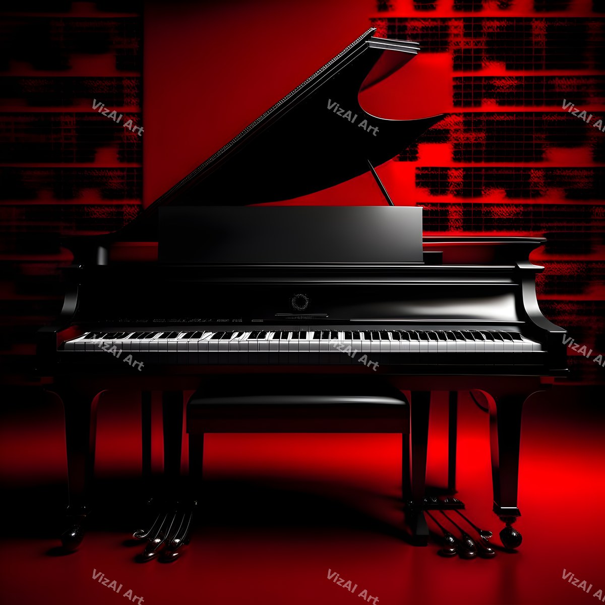 Crimson Red Piano Art — print 3