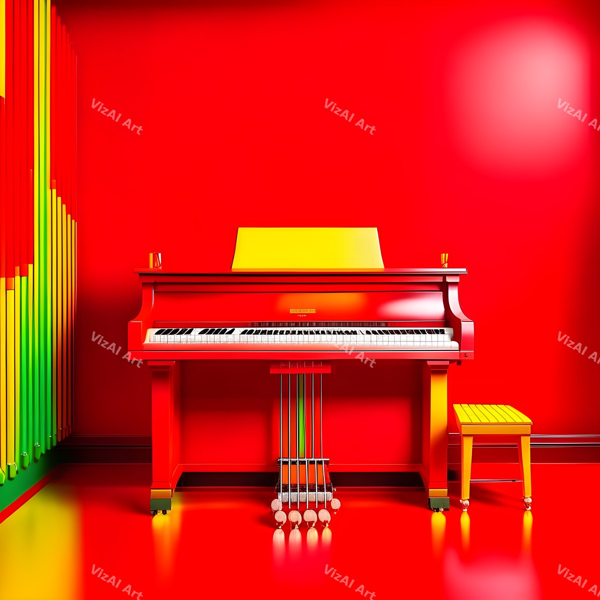 Crimson Red Piano Art — print 5