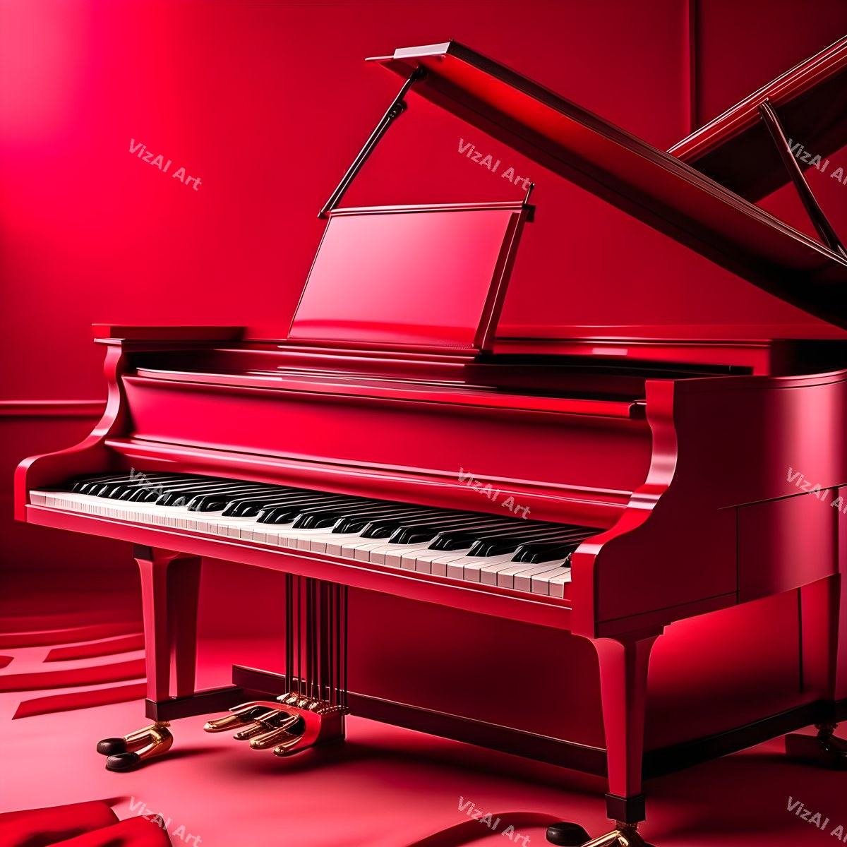 Crimson Red Piano Art — print 6