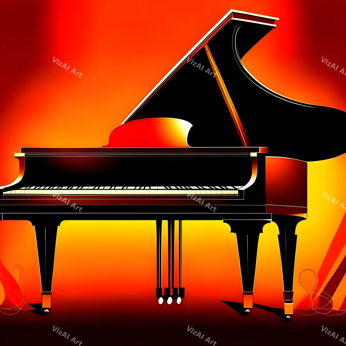 Crimson Red Piano Art — print 7