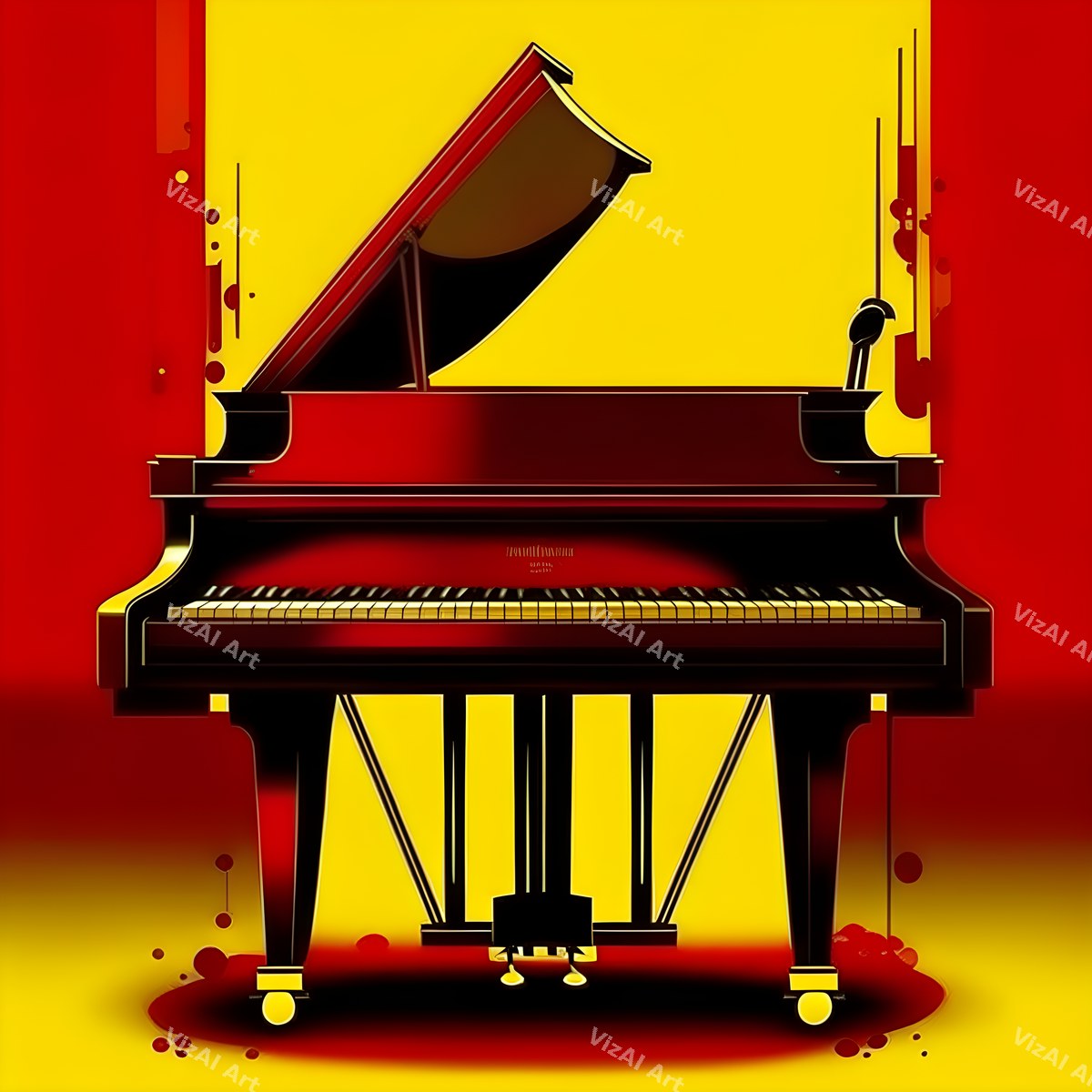 Crimson Red Piano Art — print 9
