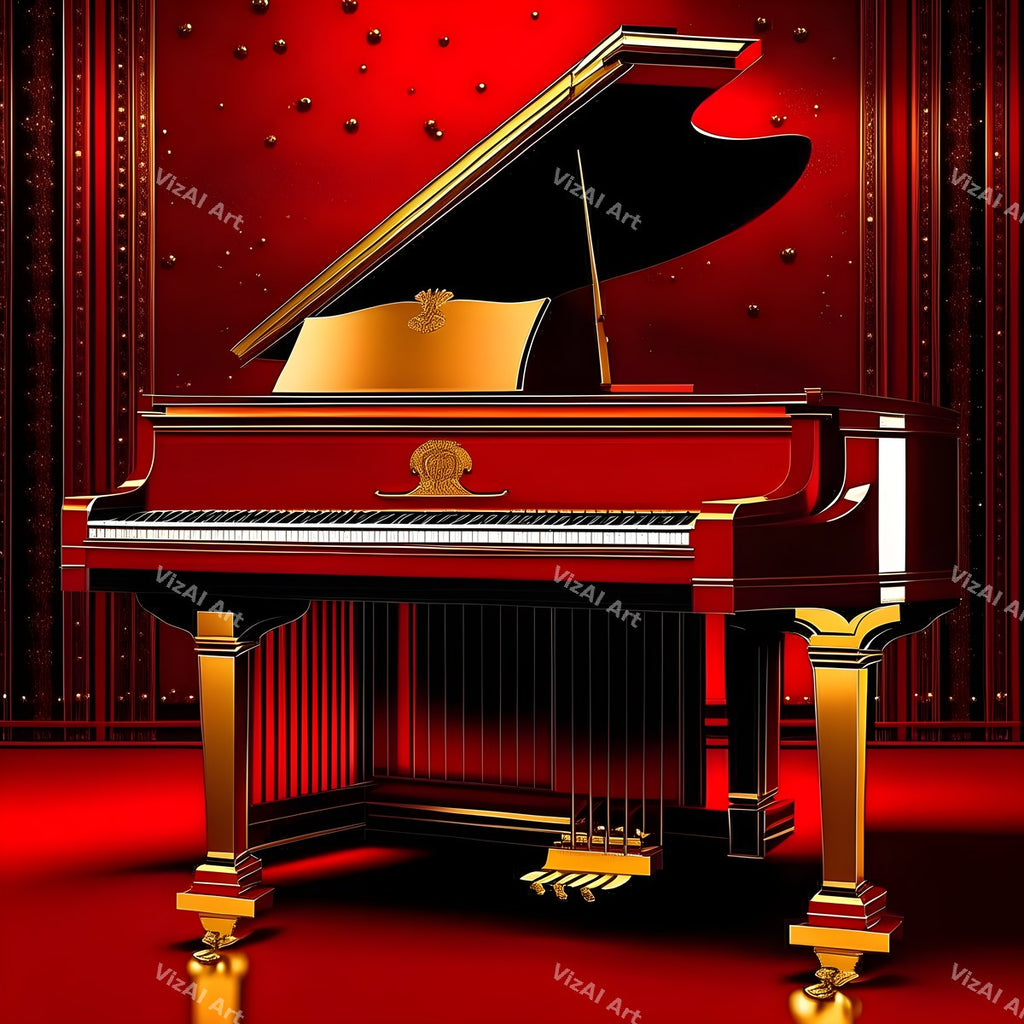 Crimson Red Piano Art — print 11