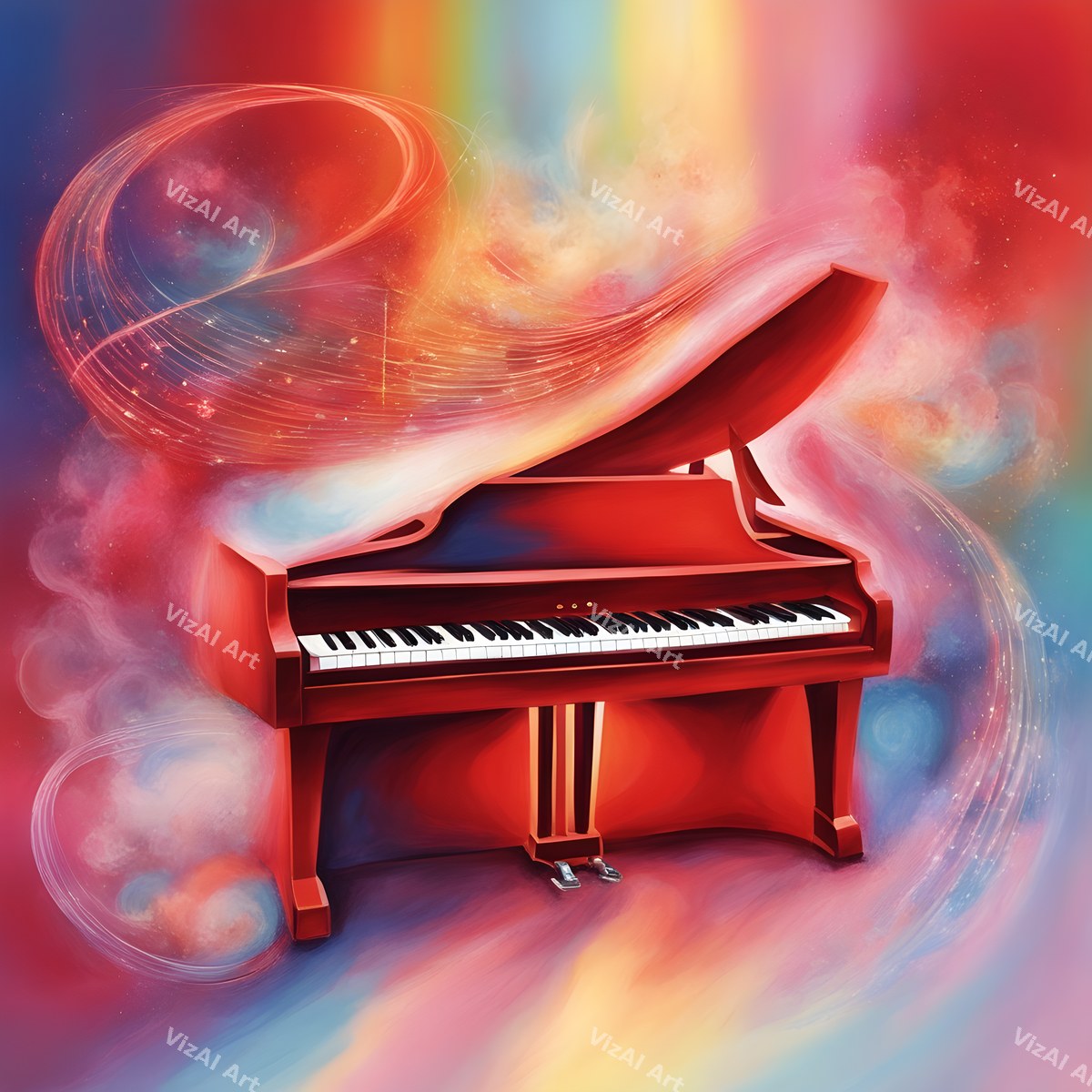 Crimson Red Piano Art — print 12