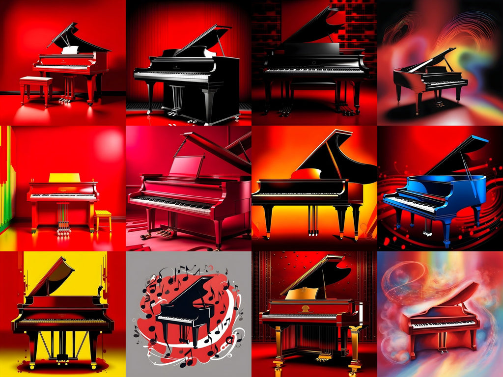 Crimson Red Piano Art — 12 Printable Prints