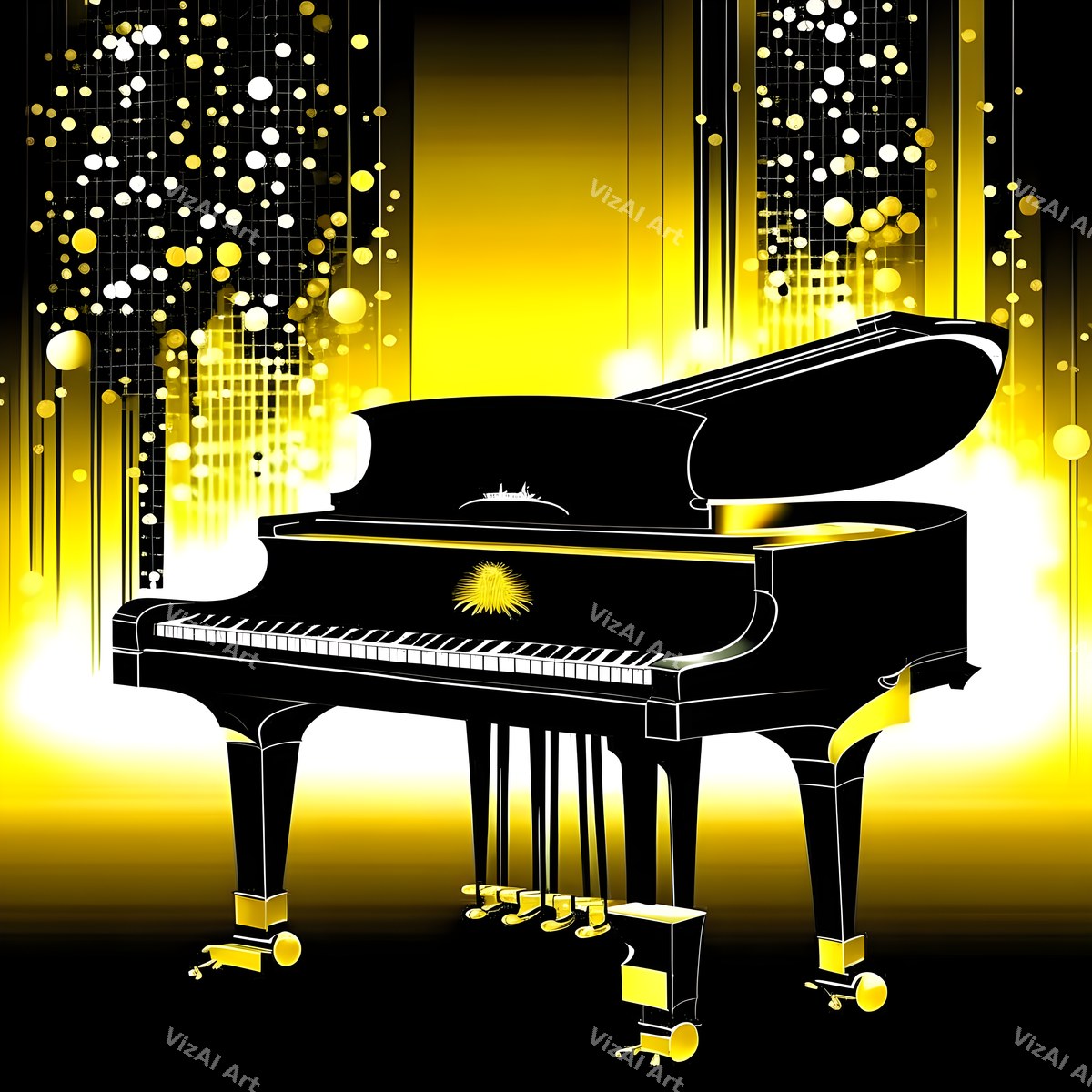 Gold & Purple Glam Piano Art — print 2