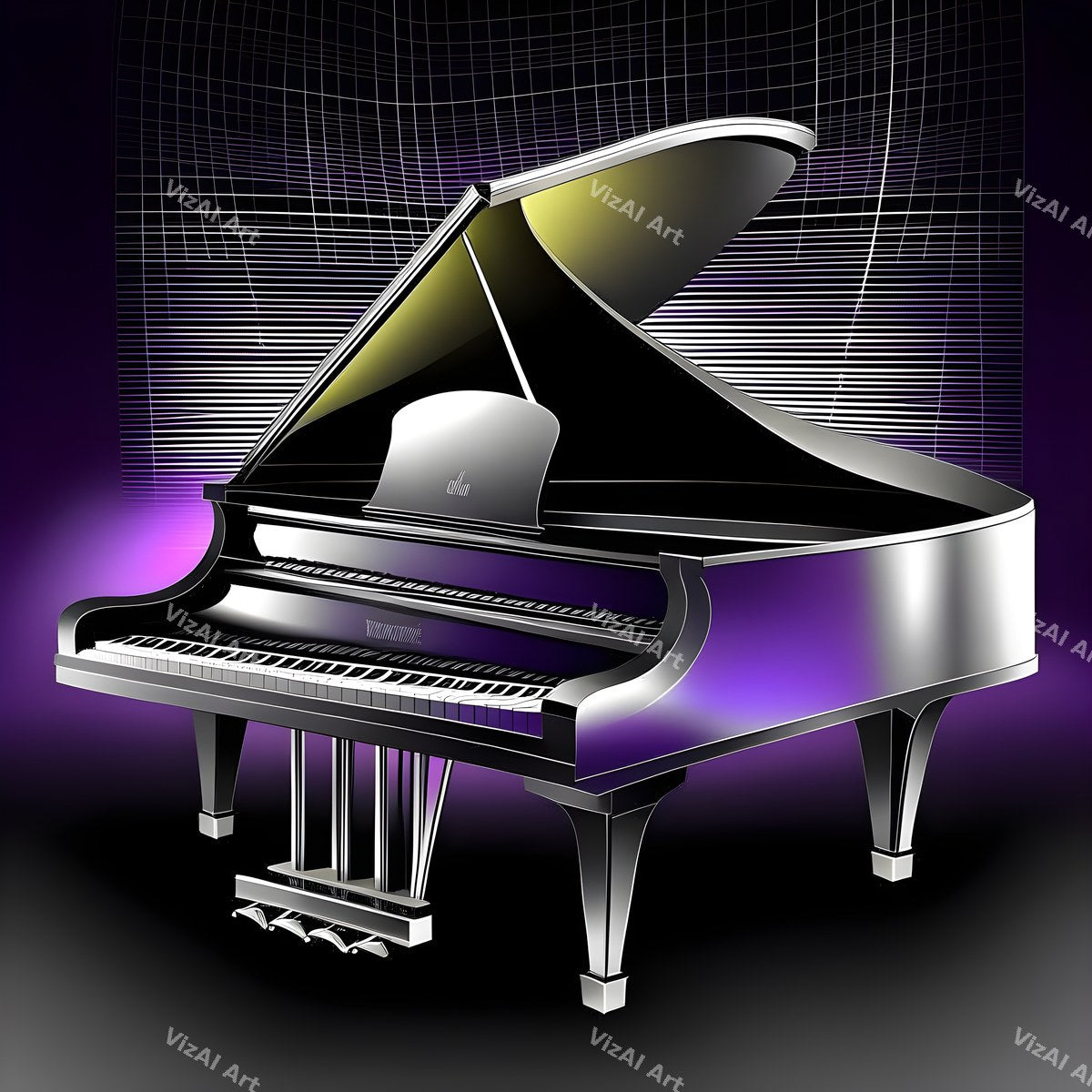 Gold & Purple Glam Piano Art — print 8