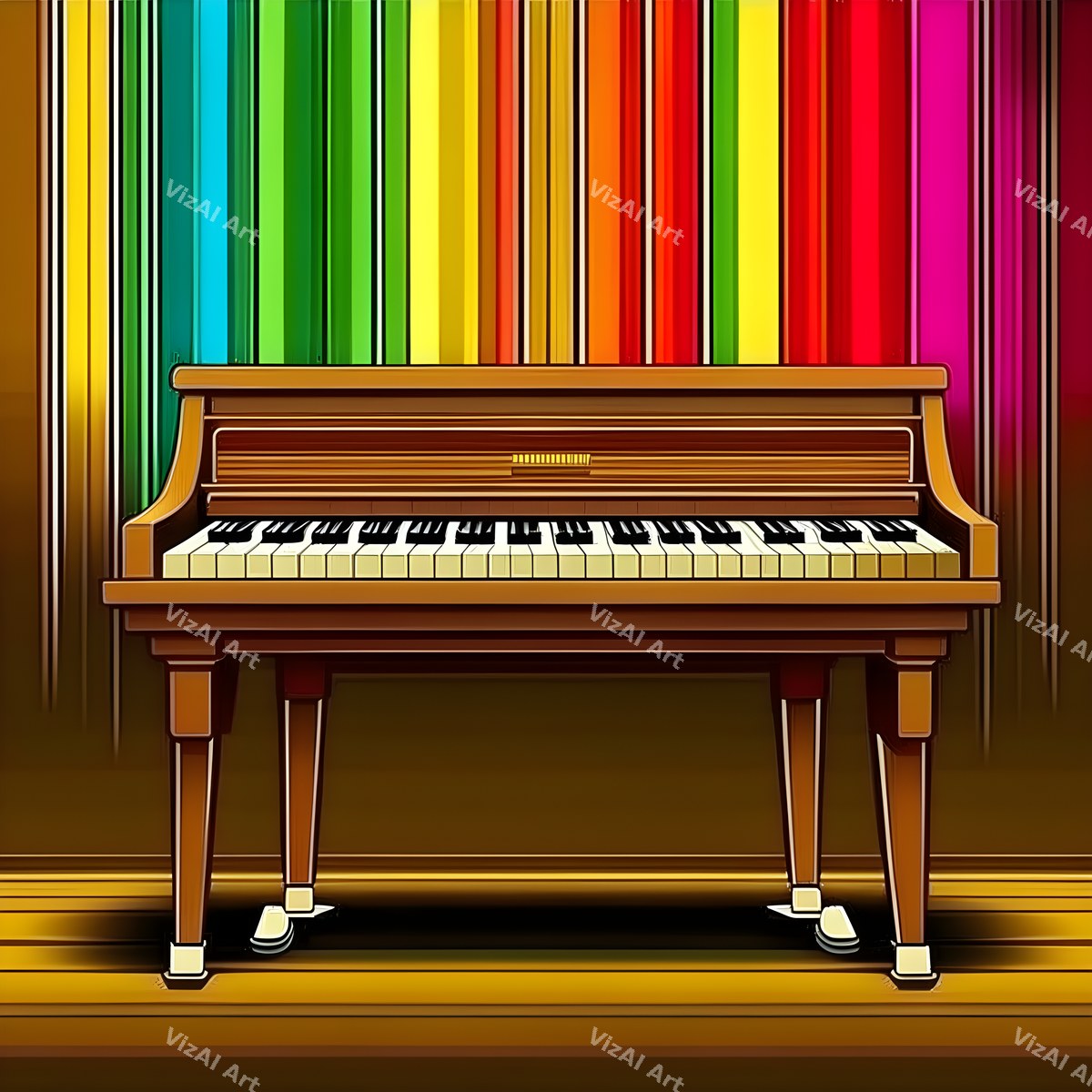 Vintage Rainbow Piano Art — print 1