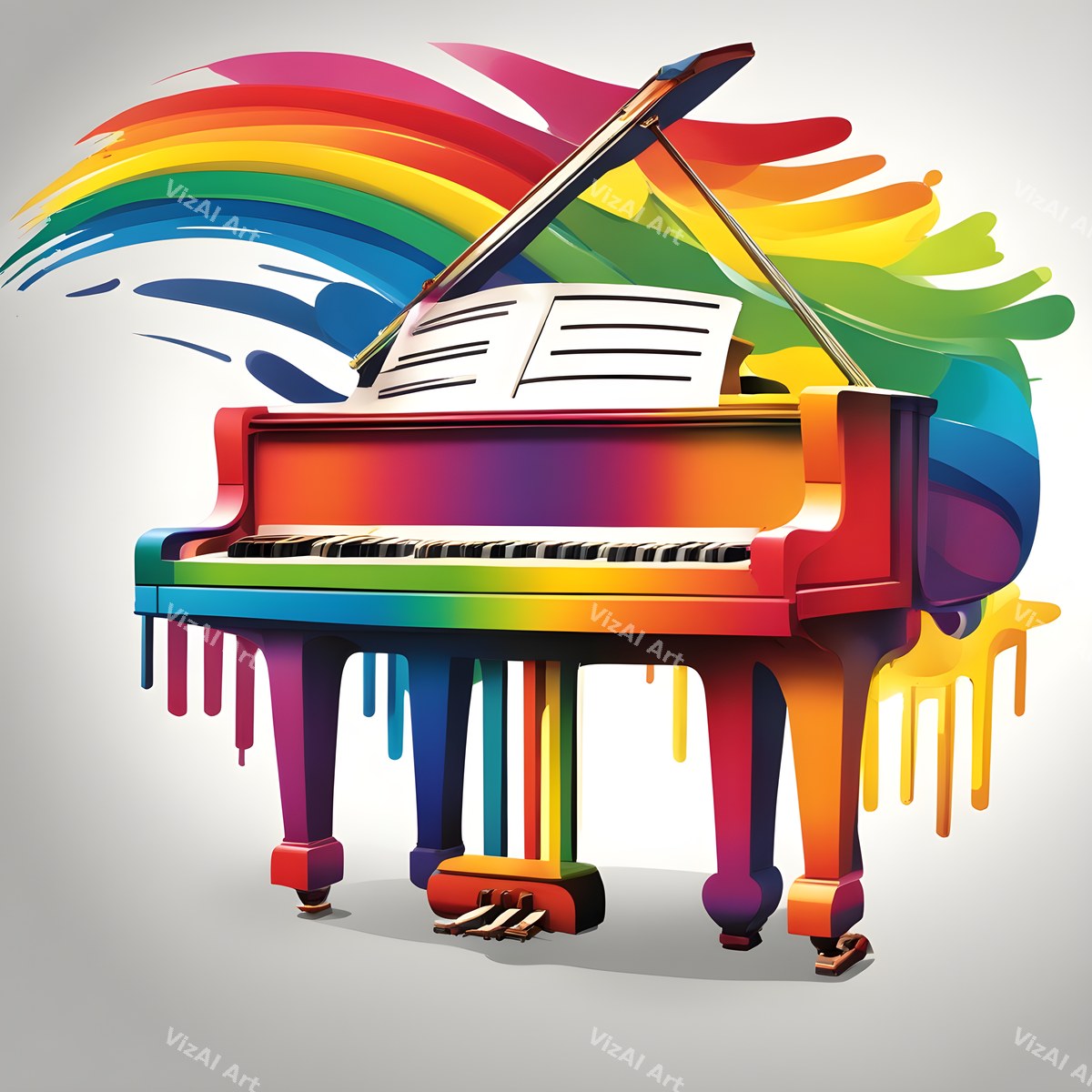 Vintage Rainbow Piano Art — print 2