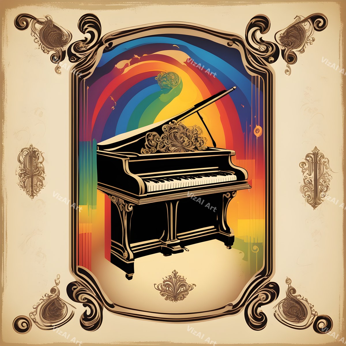 Vintage Rainbow Piano Art — print 3