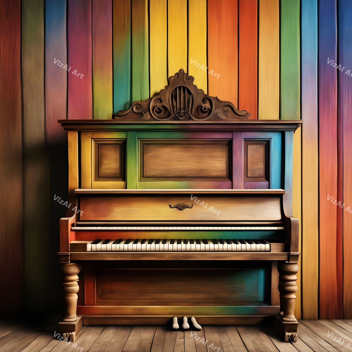 Vintage Rainbow Piano Art — print 4