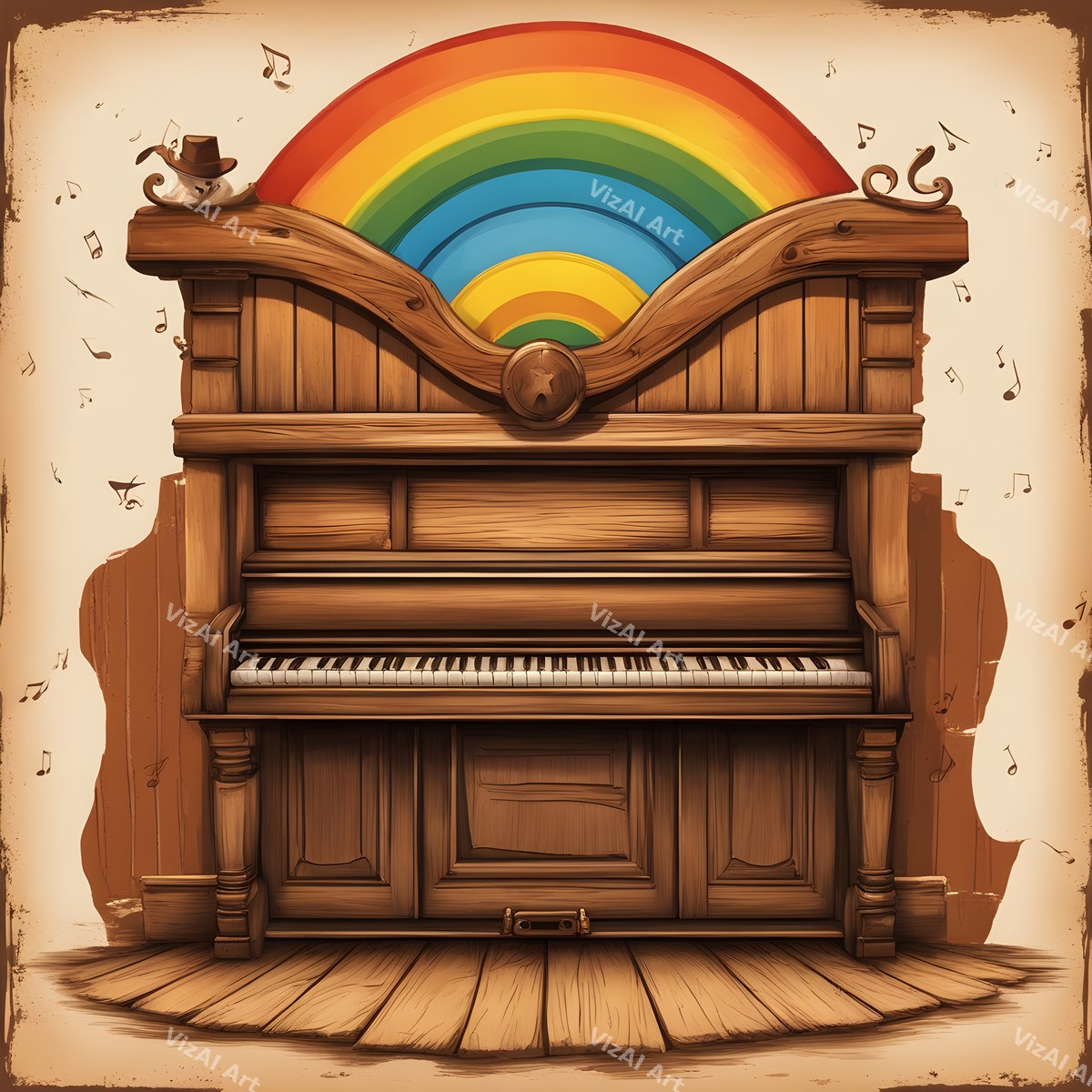 Vintage Rainbow Piano Art — print 5