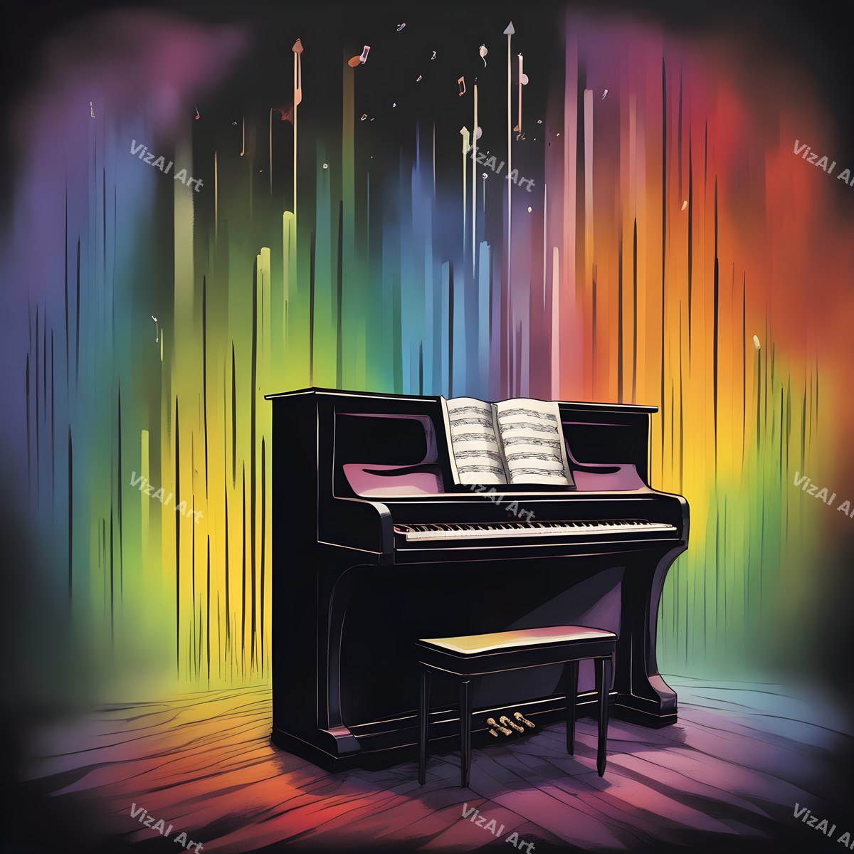 Vintage Rainbow Piano Art — print 6