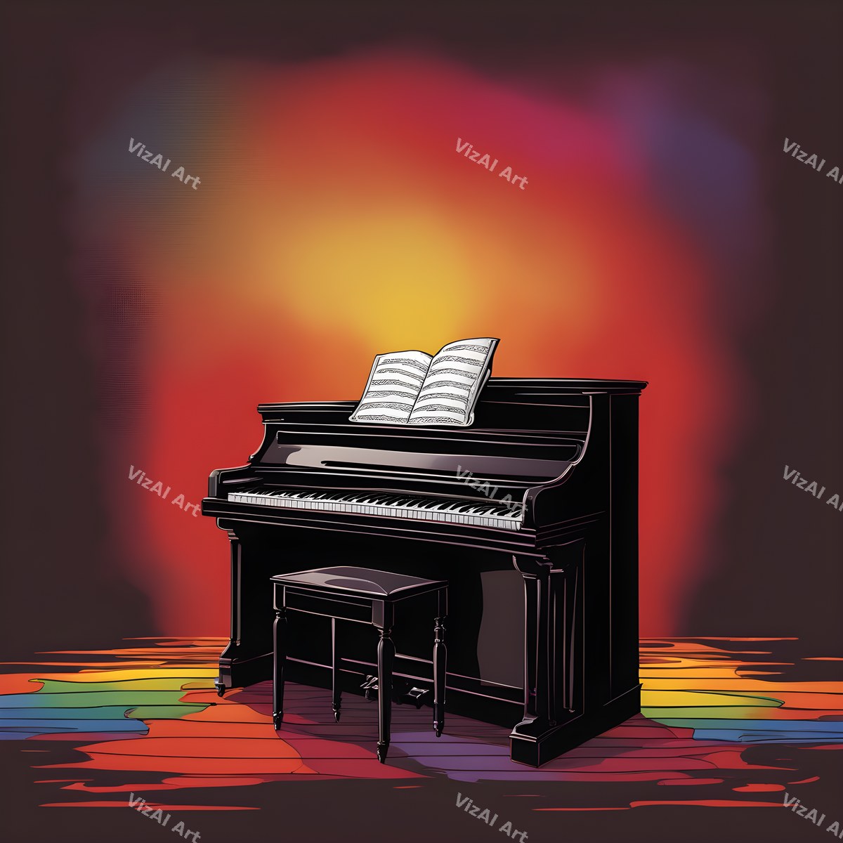 Vintage Rainbow Piano Art — print 10