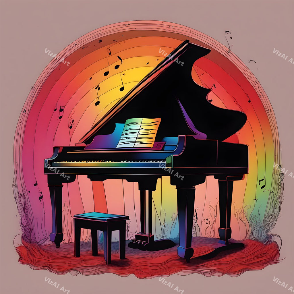 Vintage Rainbow Piano Art — print 11