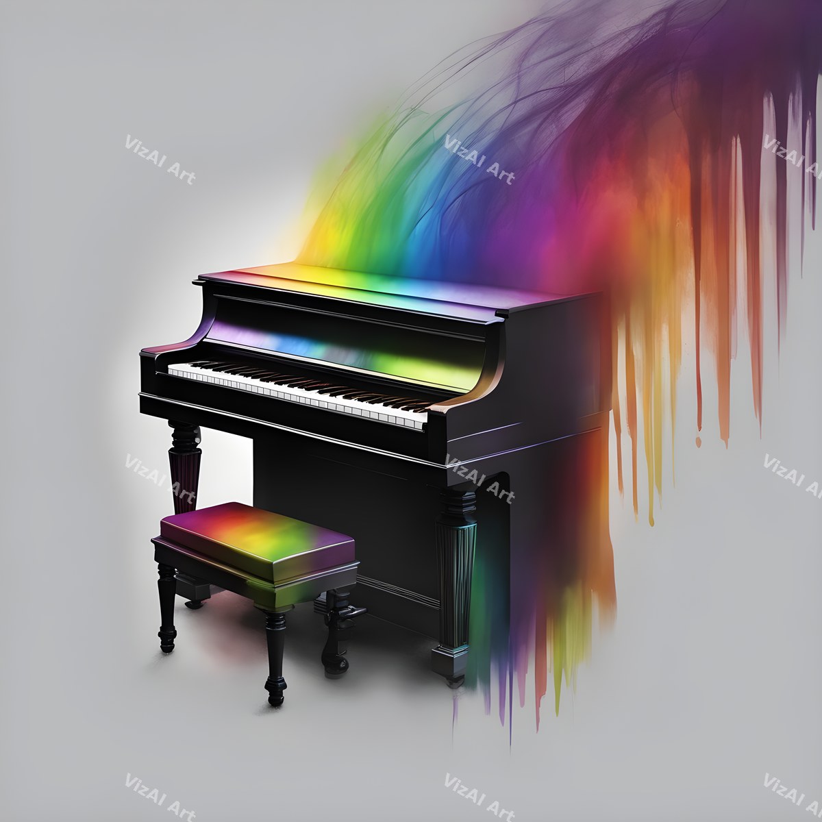 Vintage Rainbow Piano Art — print 12