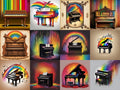 Vintage Rainbow Piano Art — 12 Printable Prints