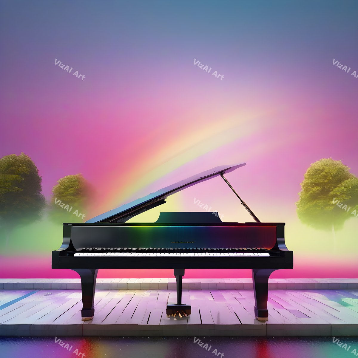 Playful Rainbow Piano Art — print 1