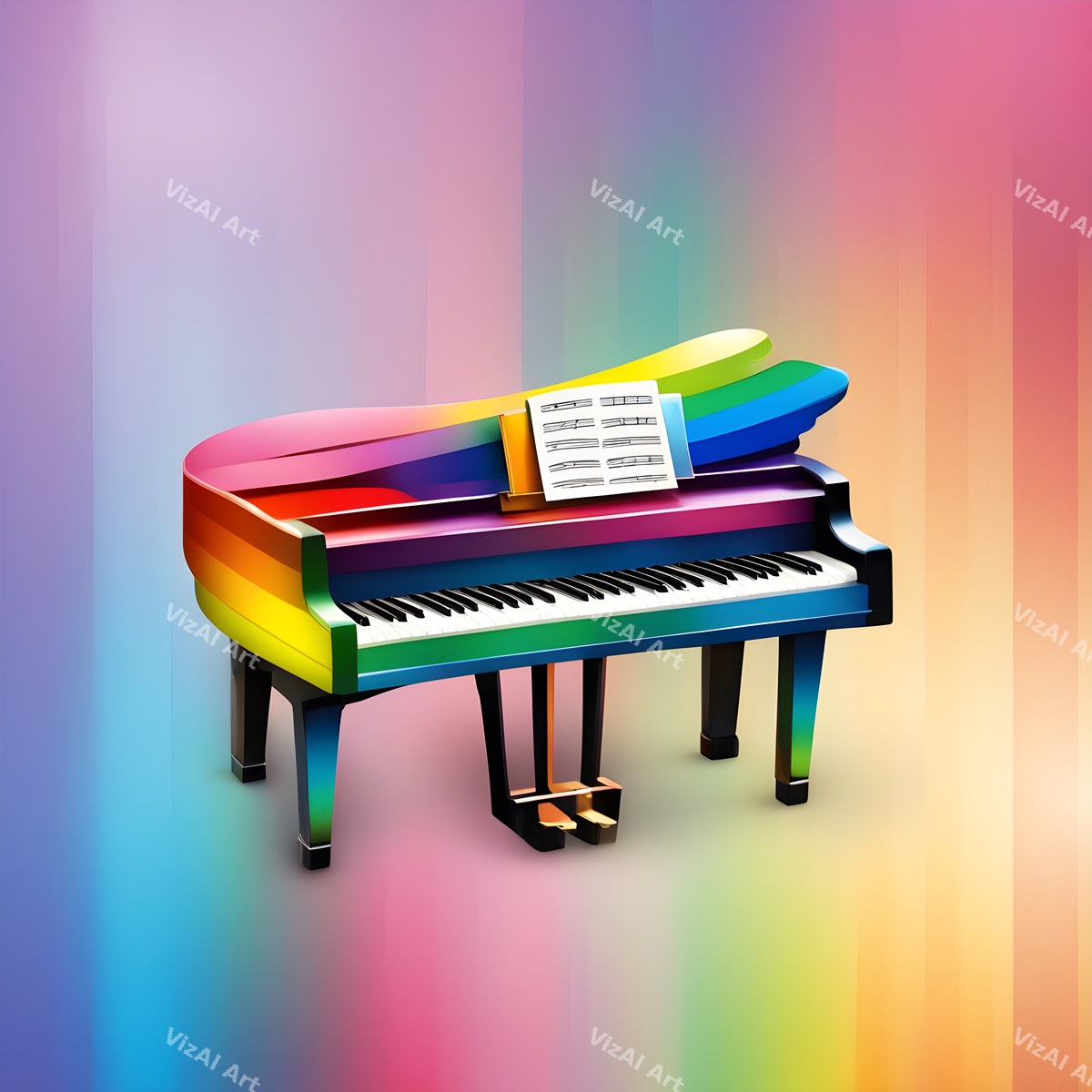 Playful Rainbow Piano Art — print 6