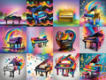 Playful Rainbow Piano Art — 12 Printable Prints