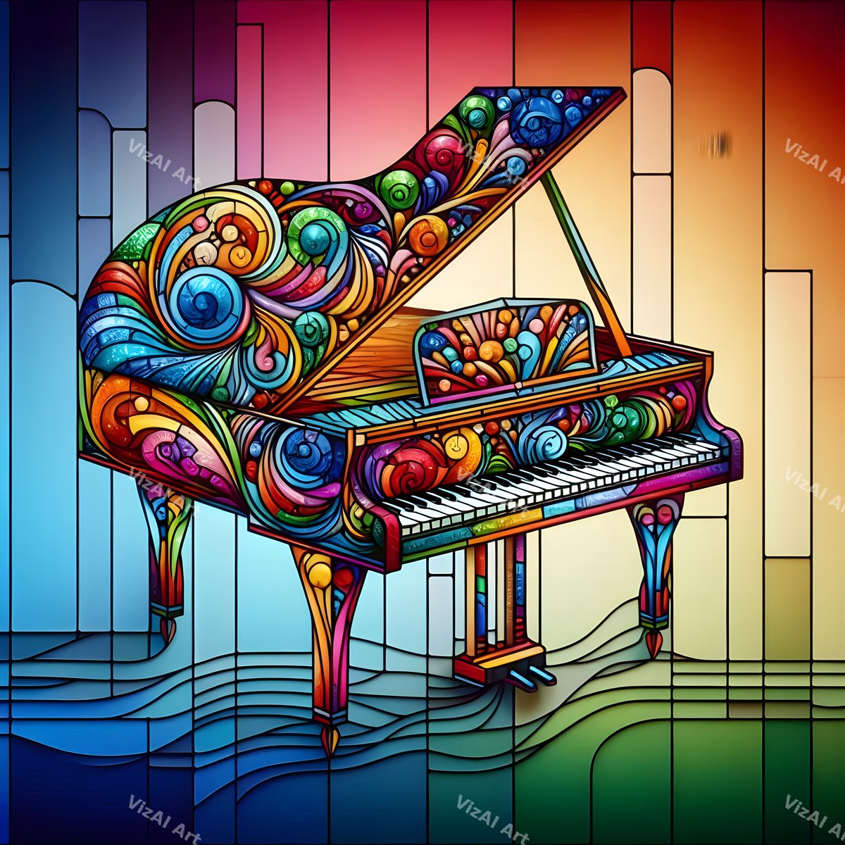 Mosaic & Kaleidoscope Piano Art — print 6