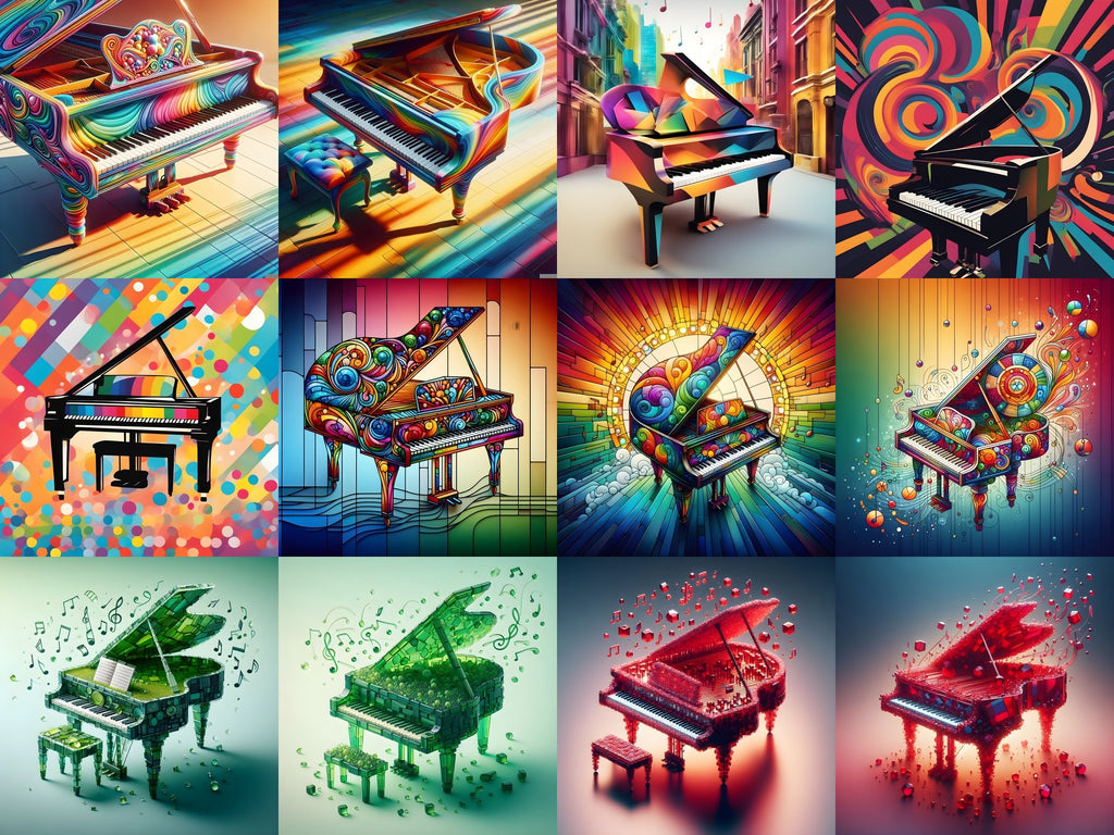 Mosaic & Kaleidoscope Piano Art — 12 Printable Prints