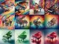 Mosaic & Kaleidoscope Piano Art — 12 Printable Prints