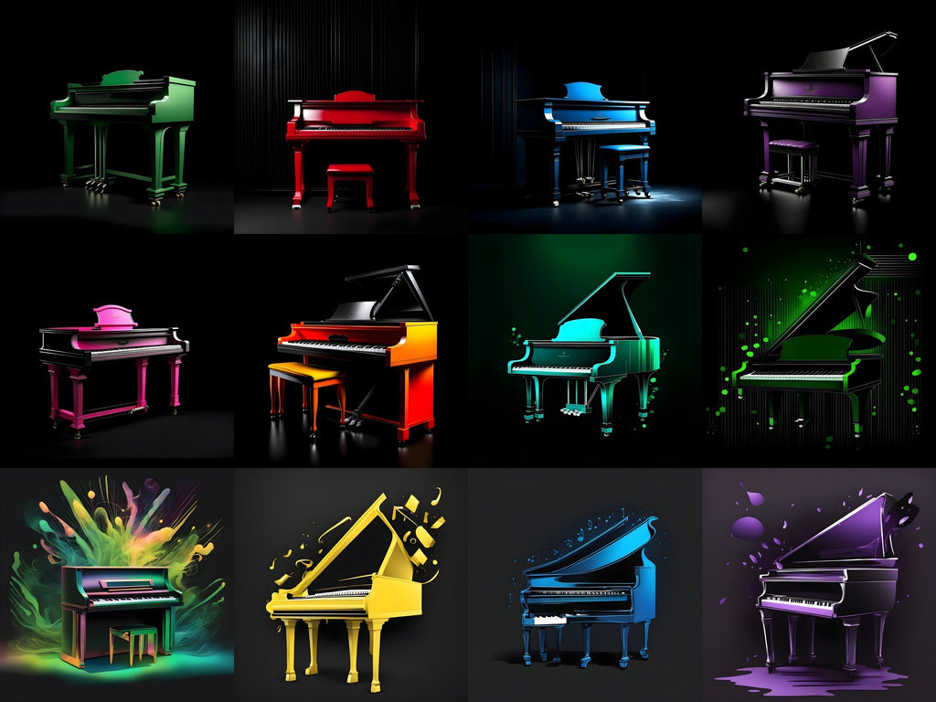 Jewel Tone Midnight Piano Art — 12 Printable Prints