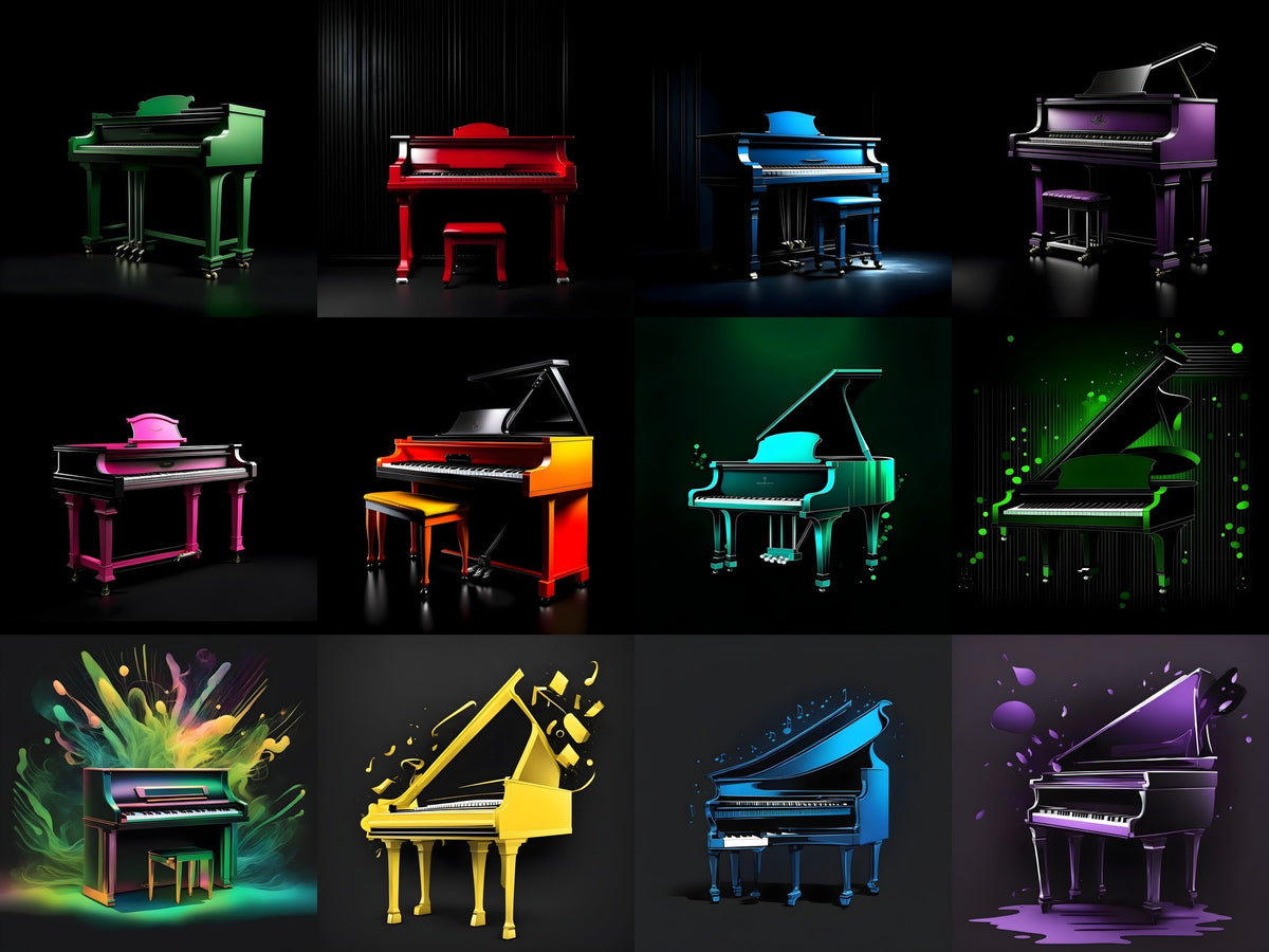 Jewel Tone Midnight Piano Art — 12 Printable Prints
