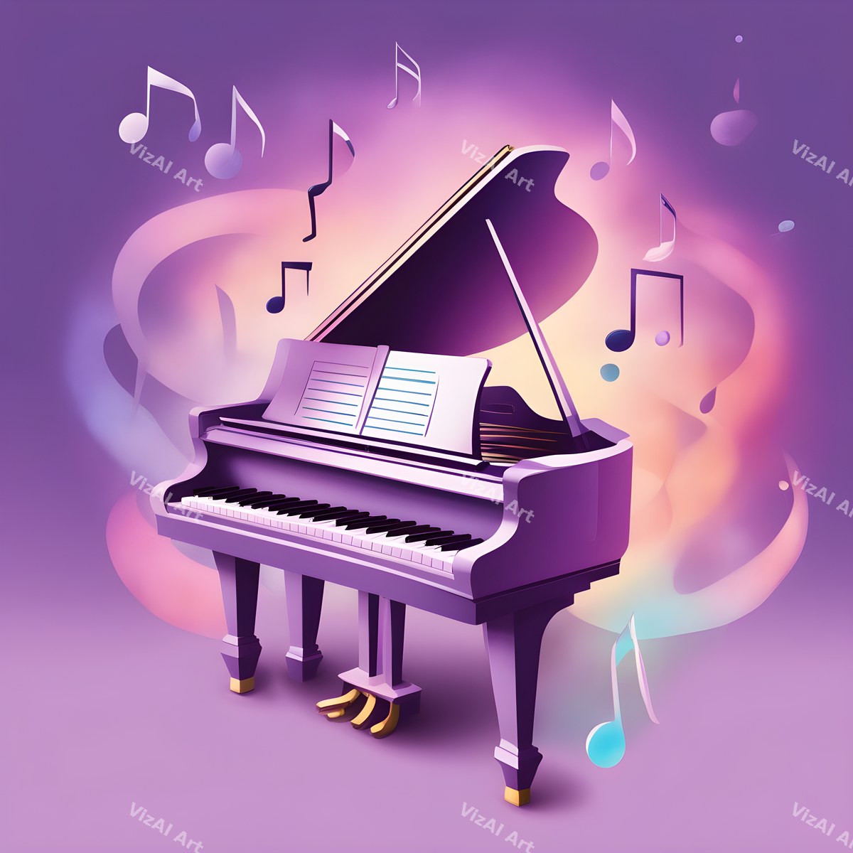 Pastel Melody Piano Art — print 2