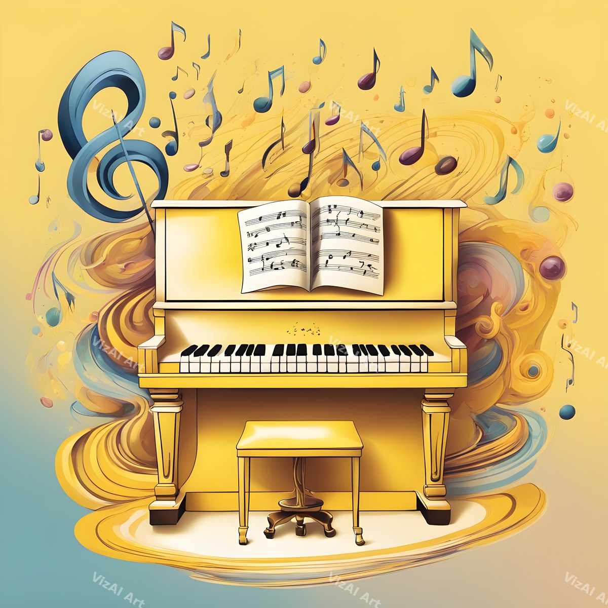 Pastel Melody Piano Art — print 3