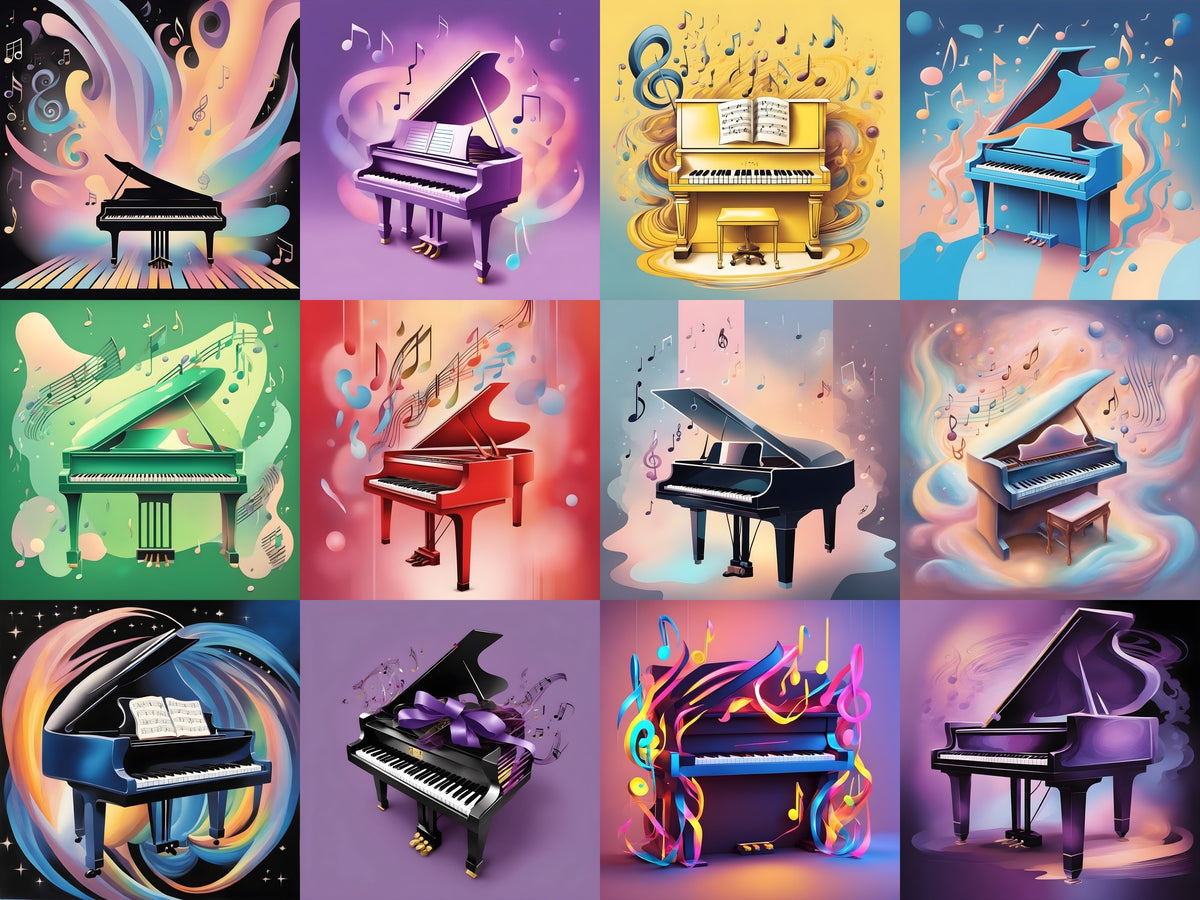 Pastel Melody Piano Art — 12 Printable Prints